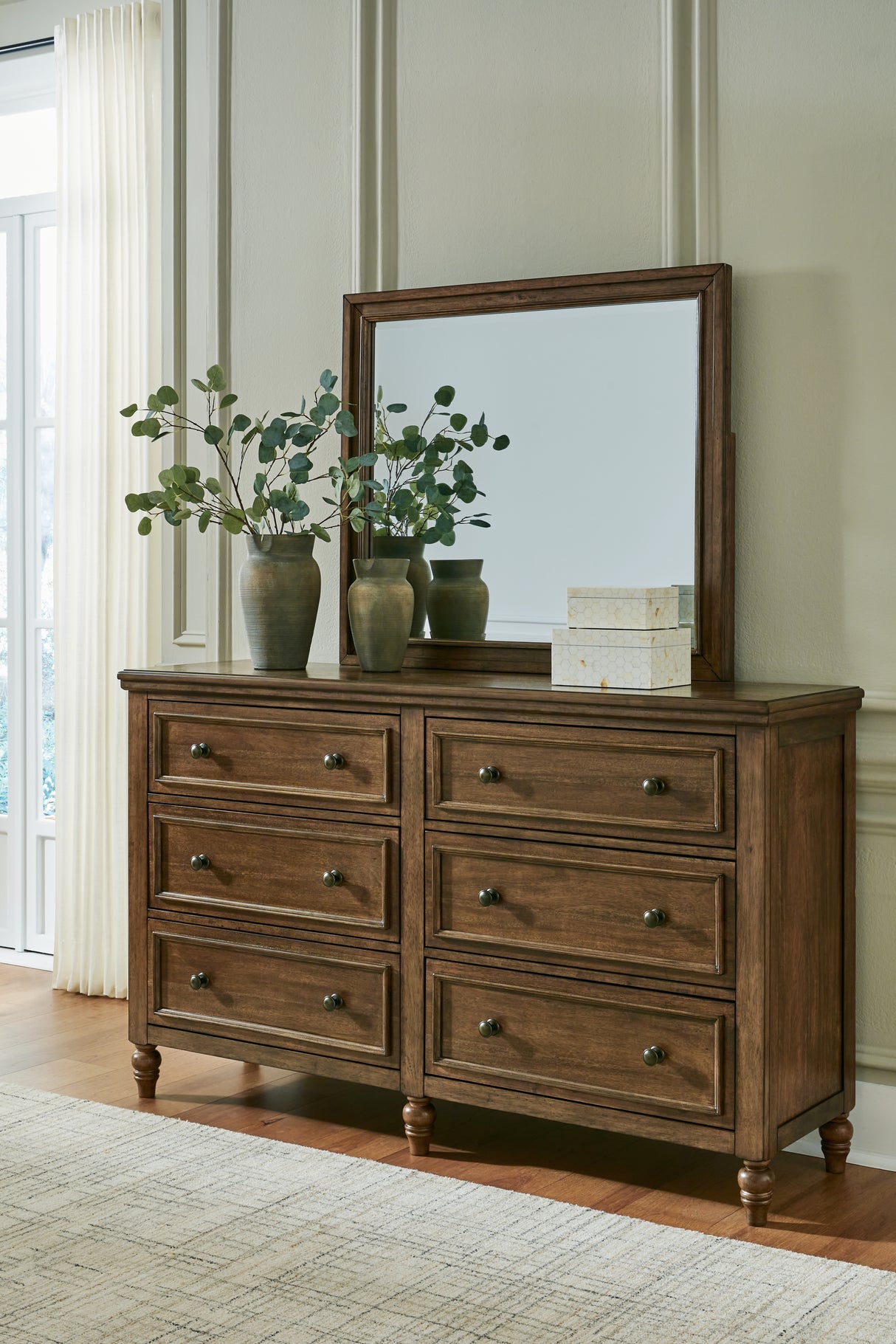 Furniture City Slidell - Ashley Furniture - Sturlayne Bedroom - Dresser and Mirror / Brown - B787B1