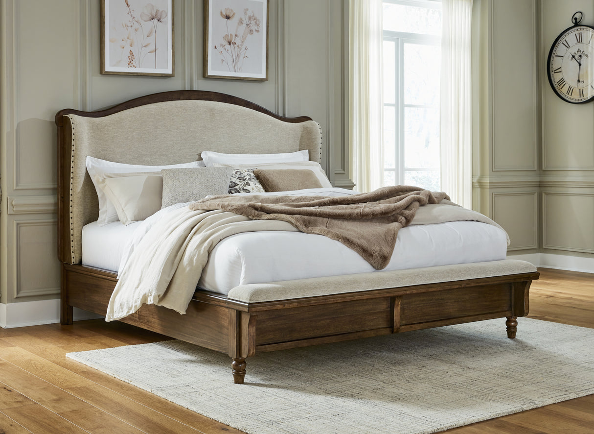 Furniture City Slidell - Ashley Furniture - Sturlayne Bedroom - King Upholstered Panel Bed / Brown - B787B4