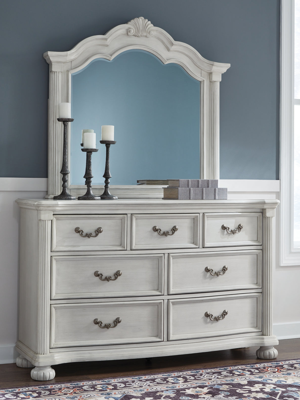 Furniture City Slidell - Ashley Furniture - Montelaine Bedroom - Dresser and Mirror / Antique White - B795B1