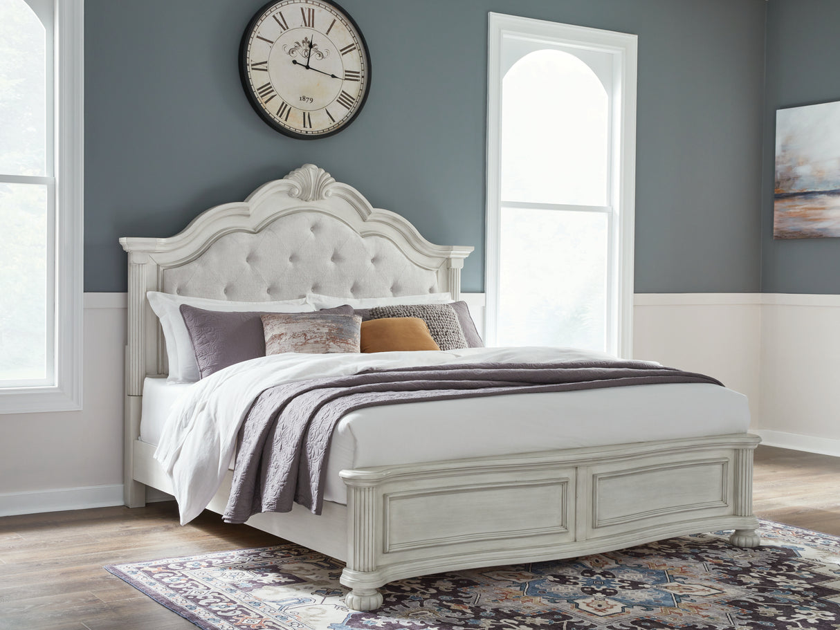 Furniture City Slidell - Ashley Furniture - Montelaine Bedroom - King Upholstered Panel Bed / Antique White - B795B6