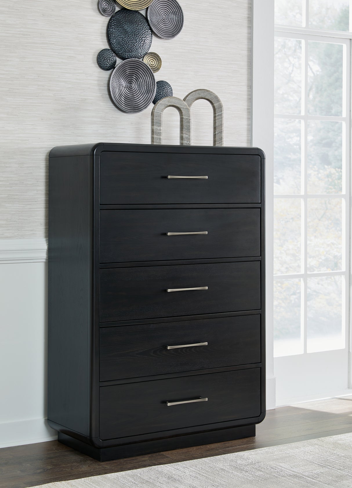 Furniture City Slidell - Ashley Furniture - Rowanbeck Bedroom - Five Drawer Chest / Black - B821-46