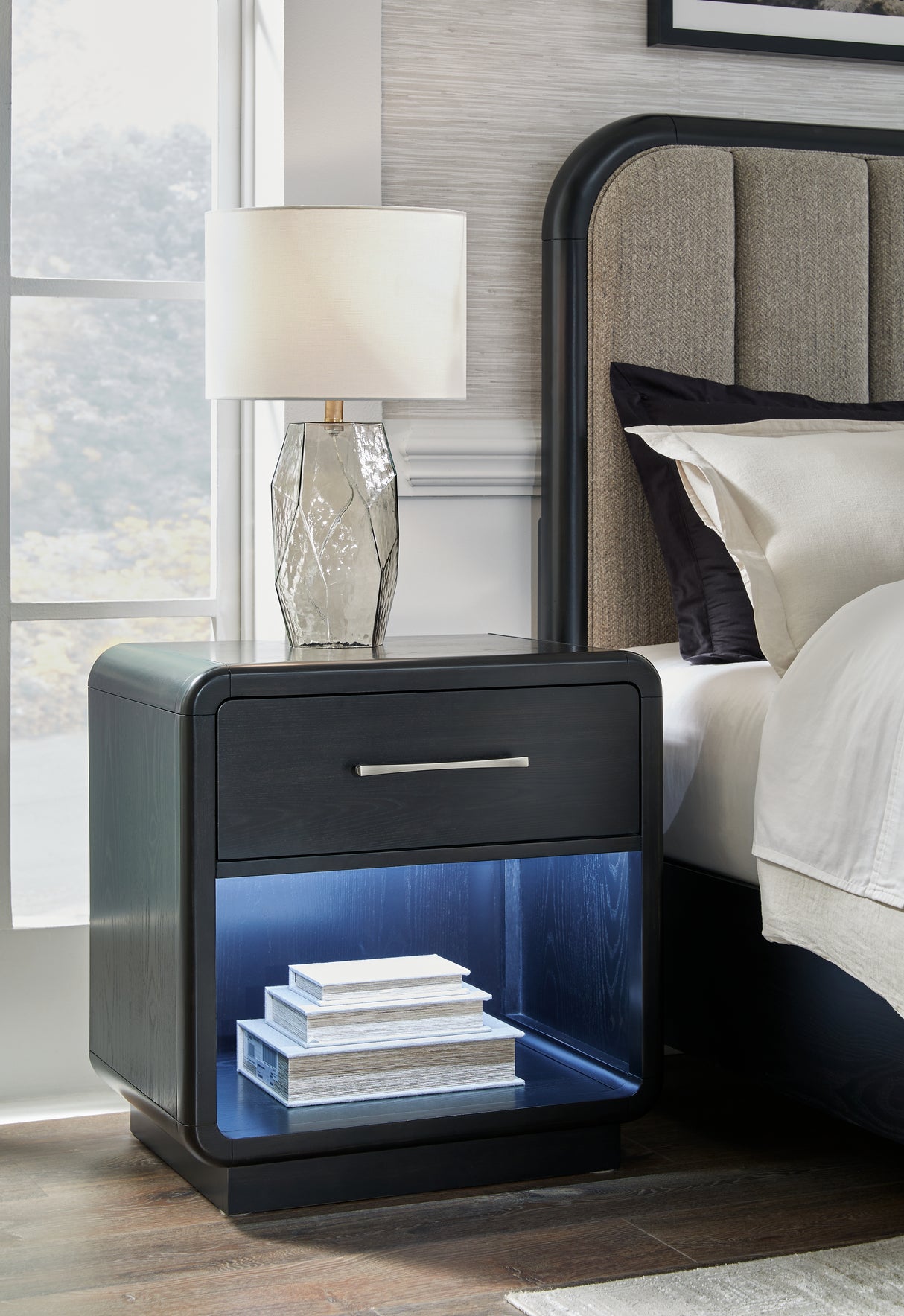Furniture City Slidell - Ashley Furniture - Rowanbeck Bedroom - One Drawer Night Stand / Black - B821-91
