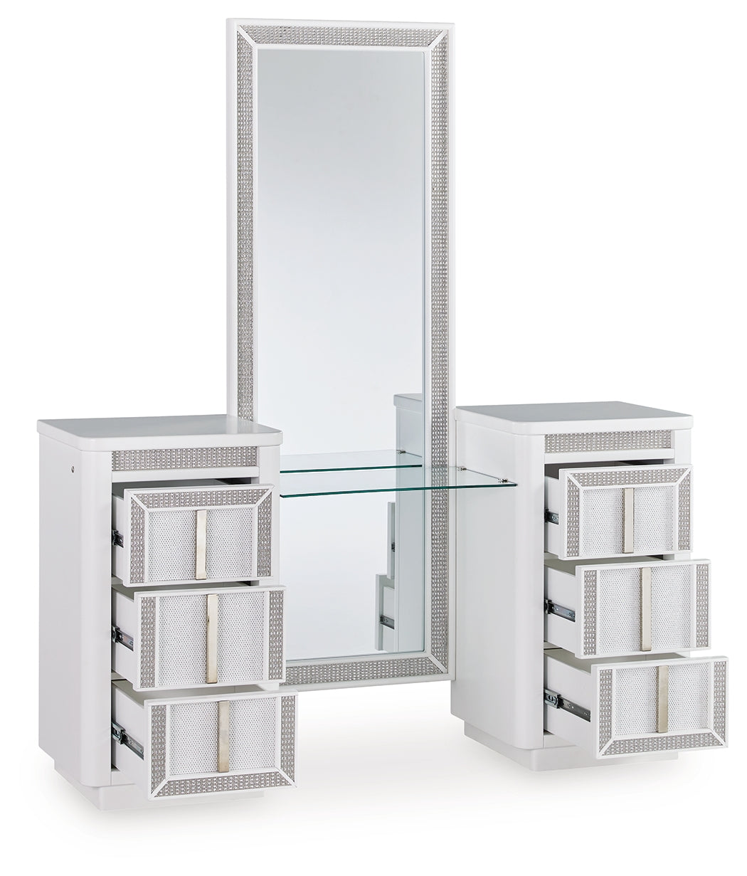 Furniture City Slidell - Ashley Furniture - Chalanna Vanity with Mirror - Vanity with Mirror / White - B822B7