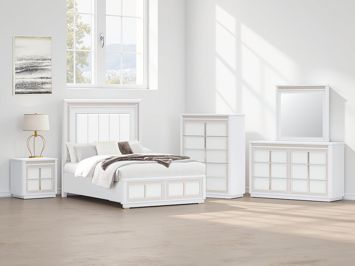 Furniture City Slidell - Ashley Furniture - Chalanna Bedroom - Queen Upholstered Storage Bed / White - B822B2