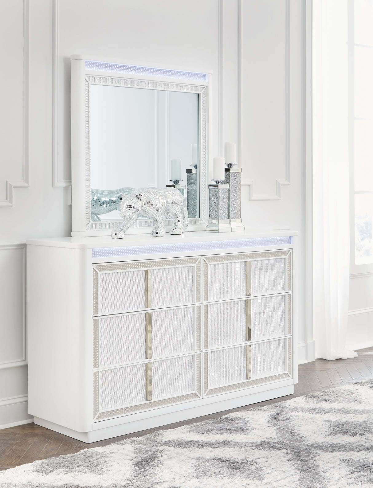Furniture City Slidell - Ashley Furniture - Chalanna Bedroom - Dresser and Mirror / White - B822B1