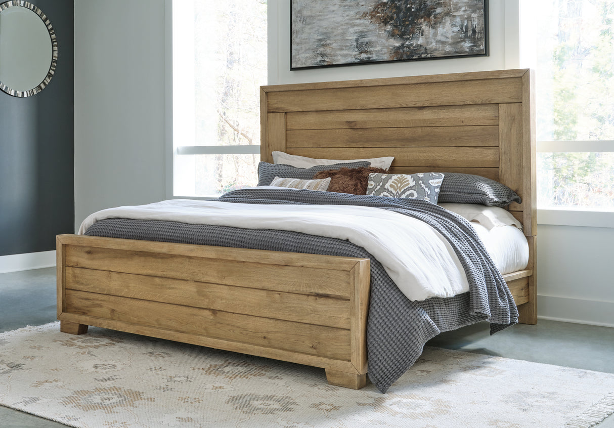 Furniture City Slidell - Ashley Furniture - Galliden Bedroom - King Panel Bed / Light Brown - B841B4