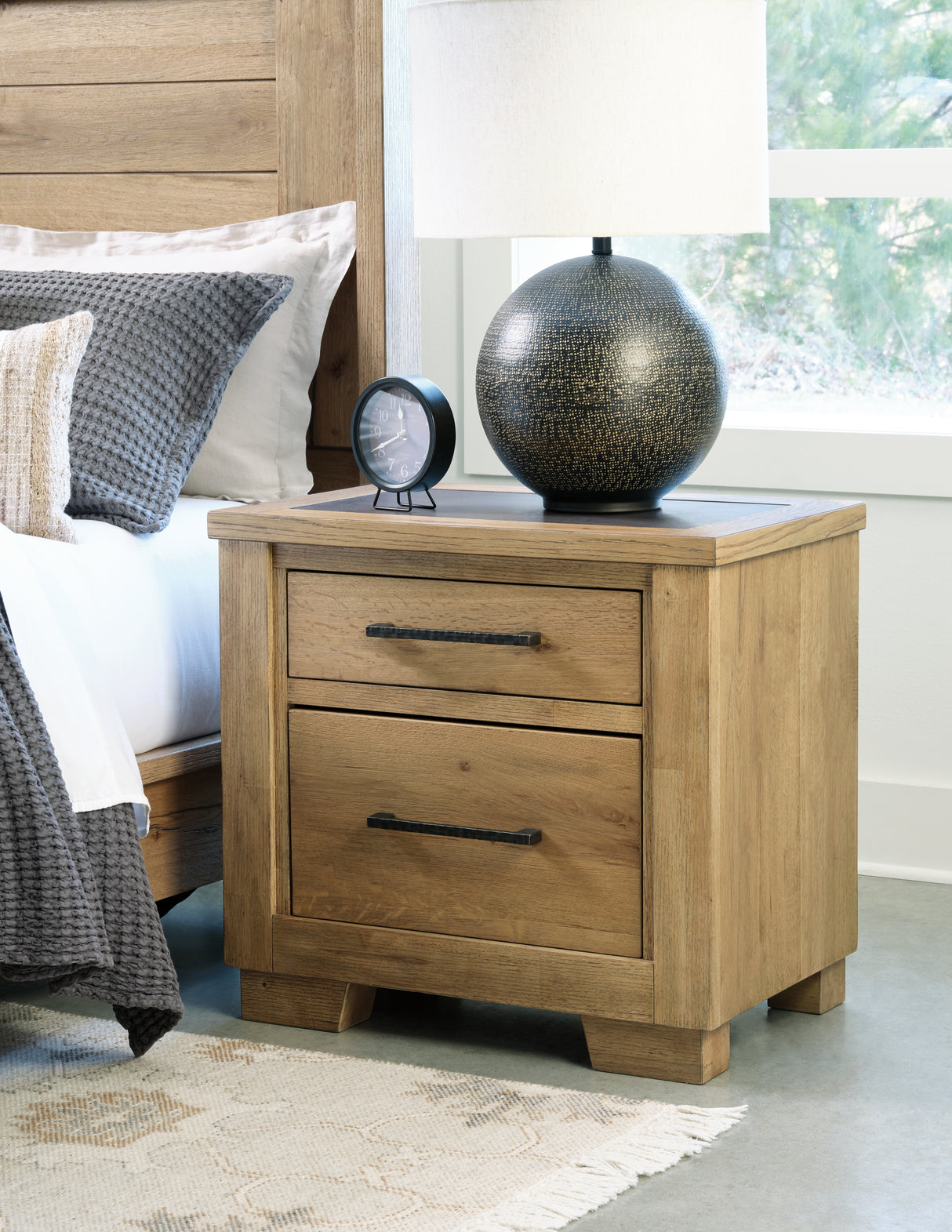 Furniture City Slidell - Ashley Furniture - Galliden Bedroom - Two Drawer Night Stand / Light Brown - B841-92
