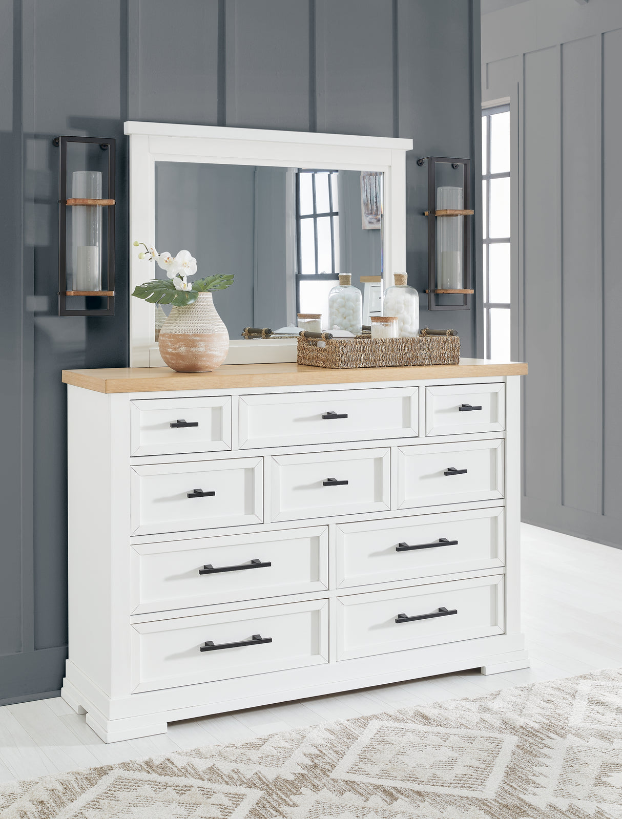 Furniture City Slidell - Ashley Furniture - Ashbryn Bedroom - Dresser and Mirror / White/Natural - B844B1