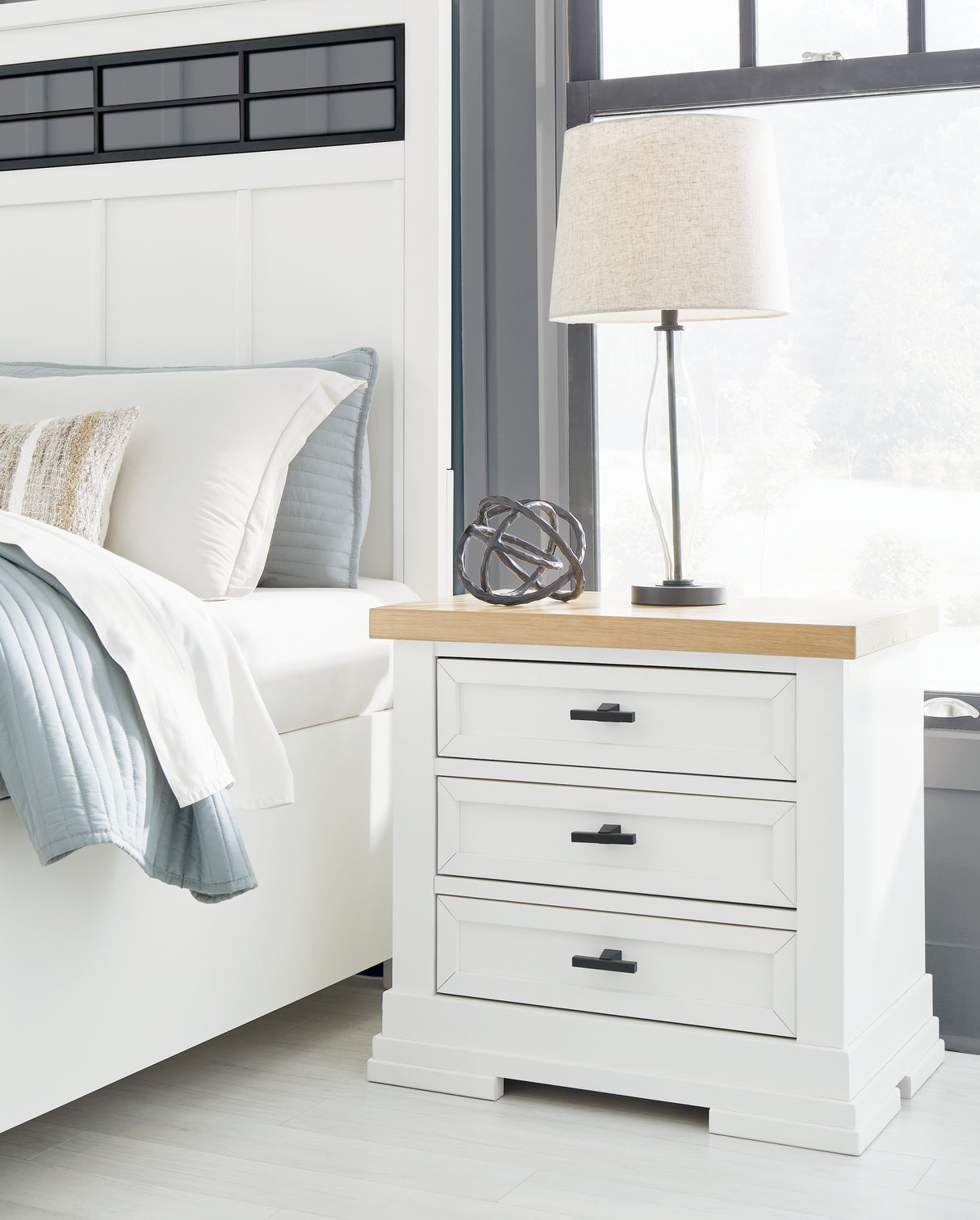 Furniture City Slidell - Ashley Furniture - Ashbryn Bedroom - Three Drawer Night Stand / White/Natural - B844-93