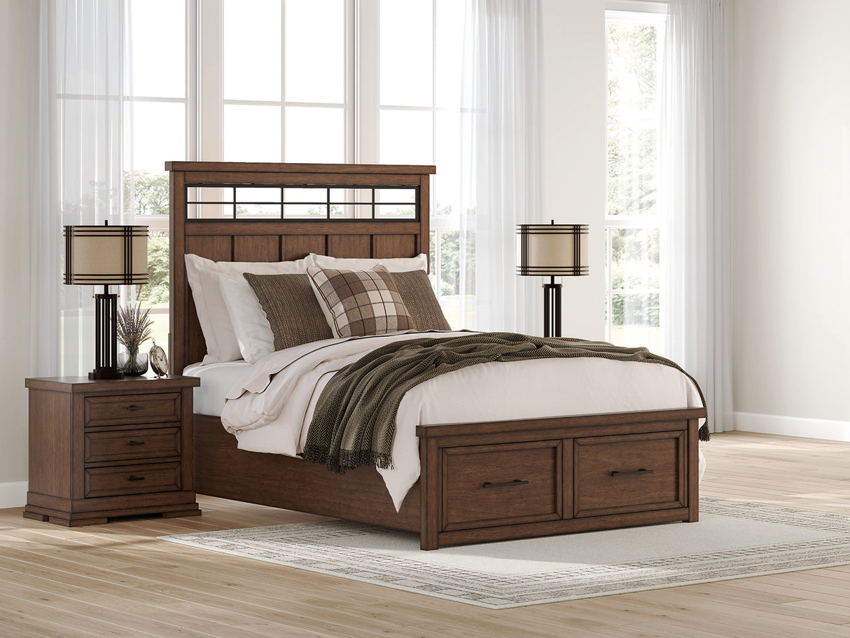 Furniture City Slidell - Ashley Furniture - Taffenbrook Bedroom - Queen Panel Storage Bed / Medium Brown - B849B2
