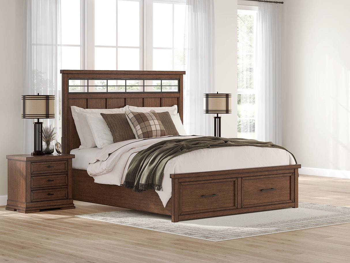 Furniture City Slidell - Ashley Furniture - Taffenbrook Bedroom - California King Panel Storage Bed / Medium Brown - B849B5