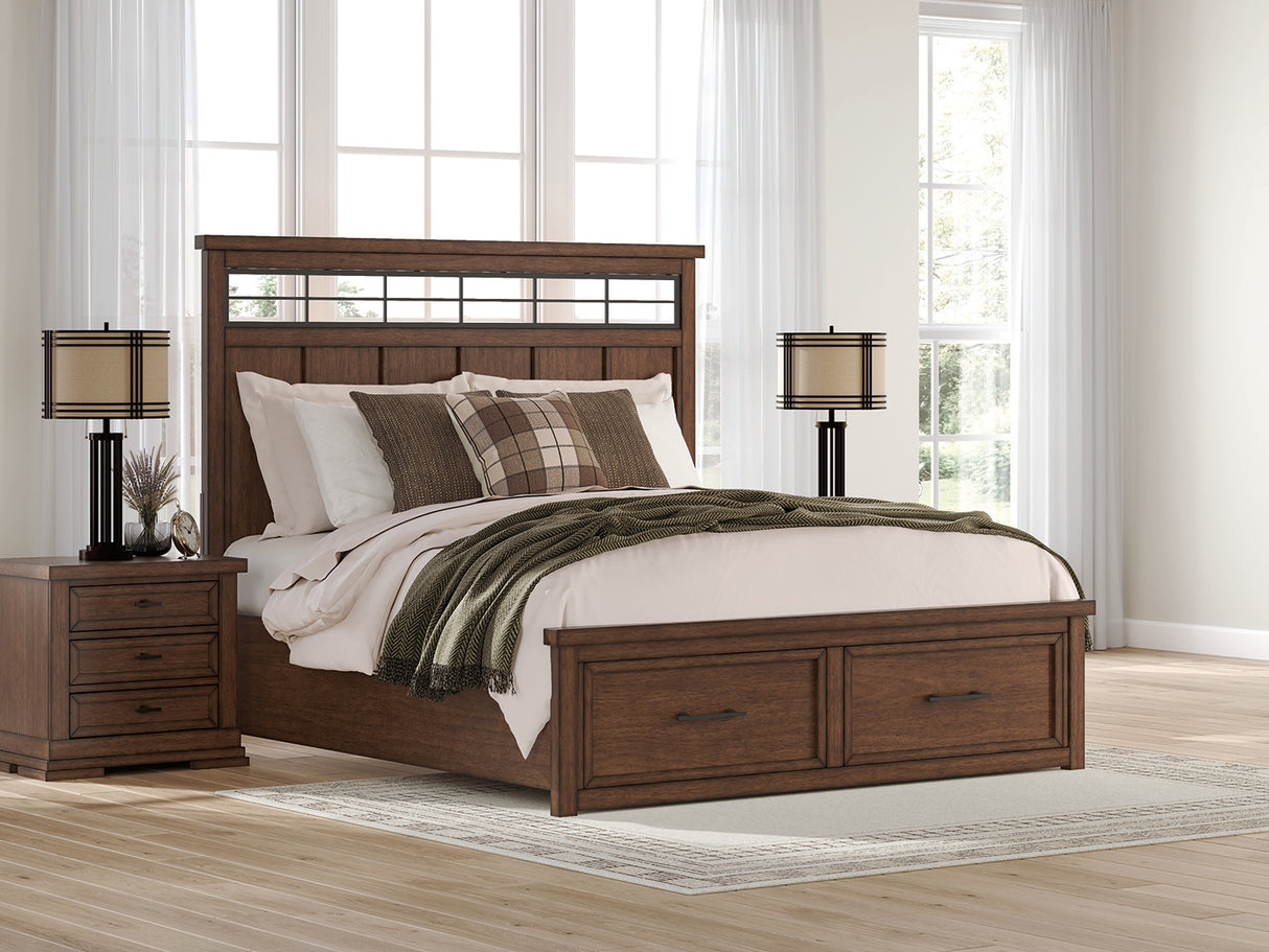 Furniture City Slidell - Ashley Furniture - Taffenbrook Bedroom - King Panel Storage Bed / Medium Brown - B849B4