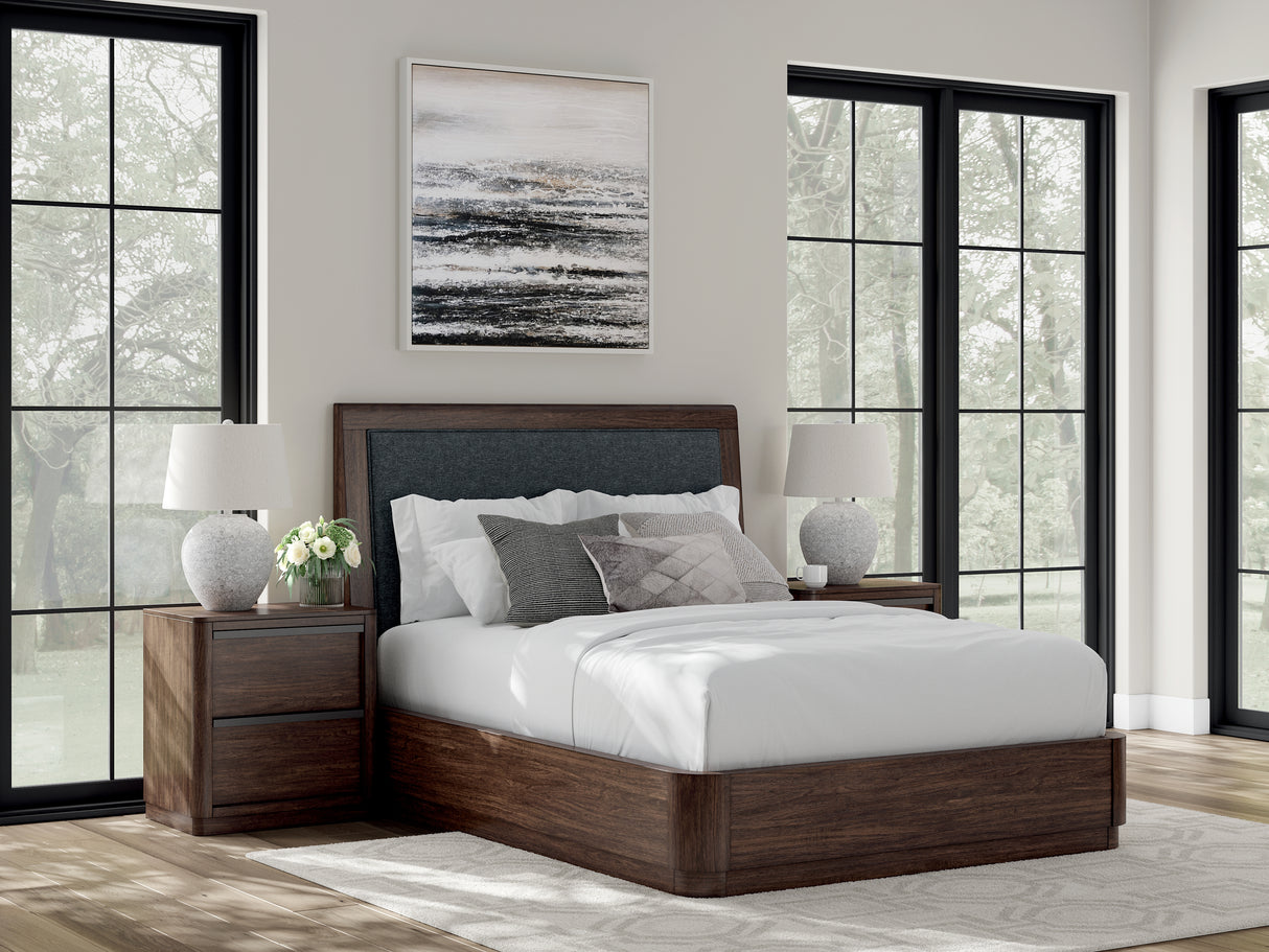Furniture City Slidell - Ashley Furniture - Dilenno Bedroom - Queen Upholstered Panel Bed / Dark Brown - PCB857B4