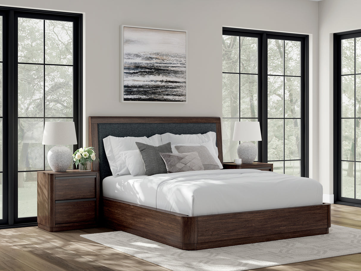 Furniture City Slidell - Ashley Furniture - Dilenno Bedroom - California King Upholstered Panel Bed / Dark Brown - PCB857B9