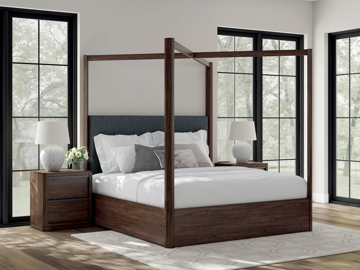 Furniture City Slidell - Ashley Furniture - Dilenno Bedroom - King Canopy Bed / Dark Brown - PCB857B6