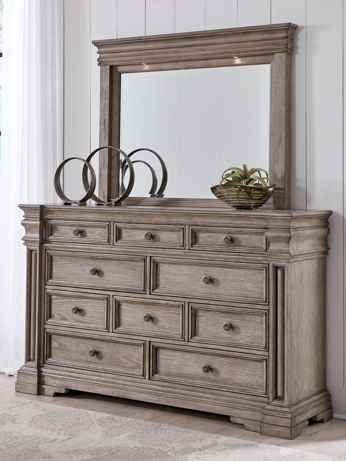 Furniture City Slidell - Ashley Furniture - Blairhurst Bedroom - Dresser and Mirror / Light Grayish Brown - B916B1