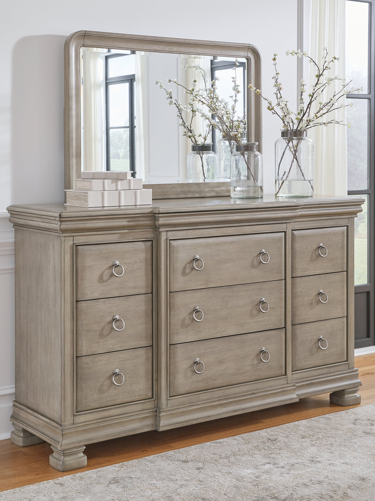 Furniture City Slidell - Ashley Furniture - Lexorne Bedroom - Dresser and Mirror / Gray - B924B1