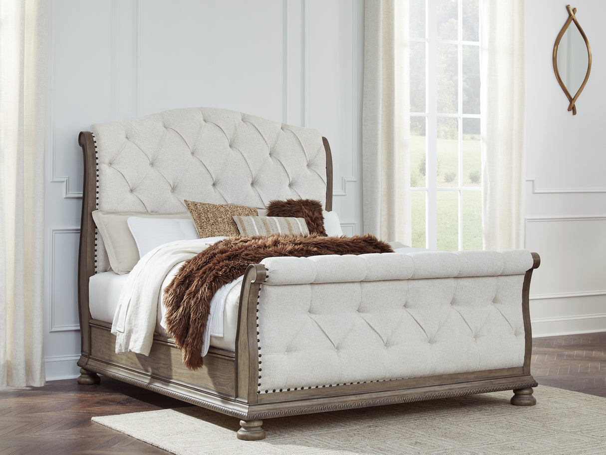 Furniture City Slidell - Ashley Furniture - Ardenfield Bedroom - Queen Upholstered Sleigh Bed / Light Brown - B944B2