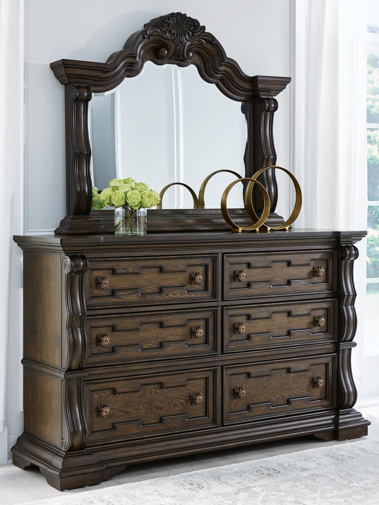 Furniture City Slidell - Ashley Furniture - Maylee Bedroom - Dresser and Mirror / Dark Brown - B947B1