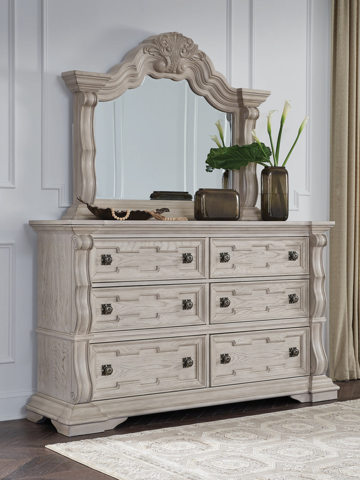 Furniture City Slidell - Ashley Furniture - Bruchandi Bedroom - Dresser and Mirror / Antique White - PCB948B1