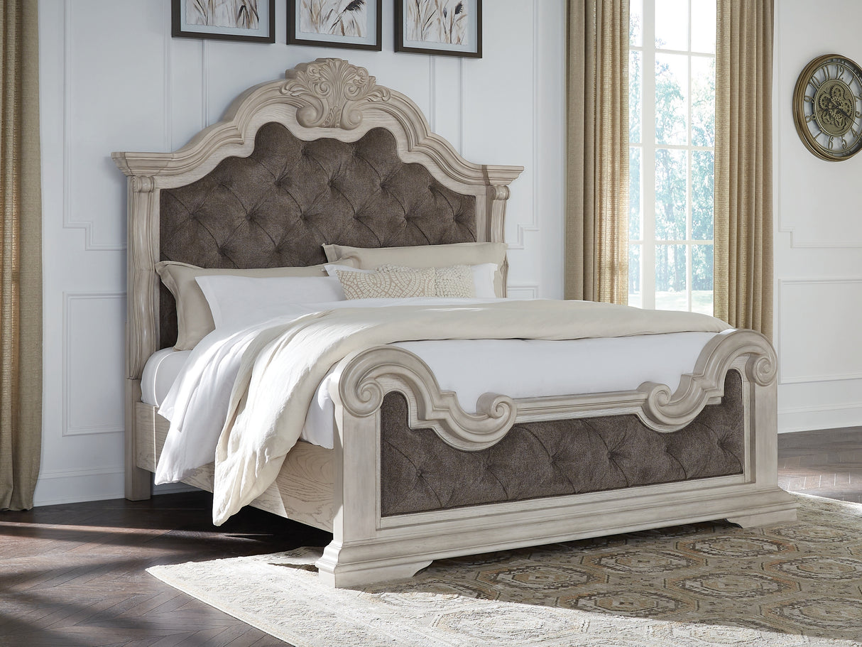 Furniture City Slidell - Ashley Furniture - Bruchandi Bedroom - King Upholstered Panel Bed / Antique White - PCB948B4