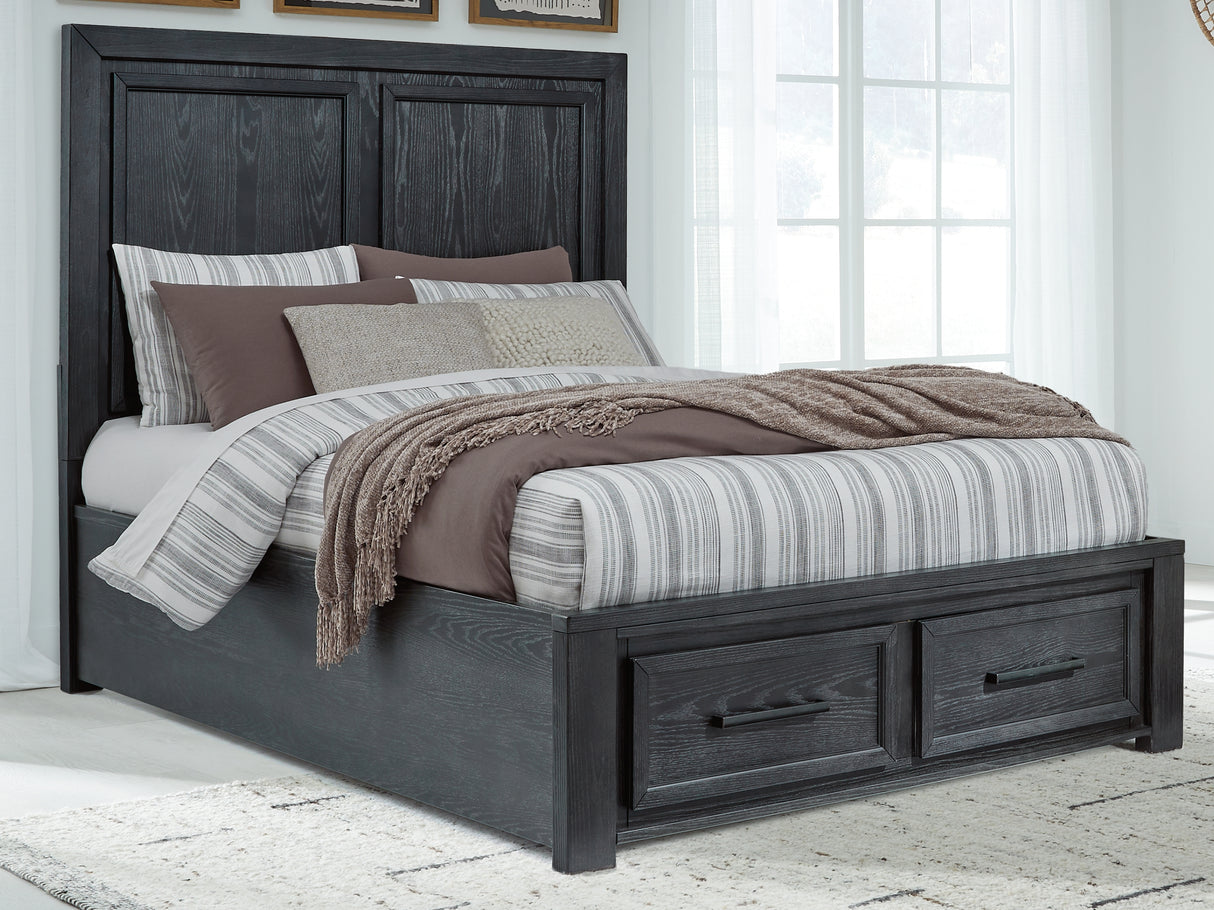 Furniture City Slidell - Ashley Furniture - Foyland Bedroom - Queen Panel Storage Bed / Black/Brown - B989B2