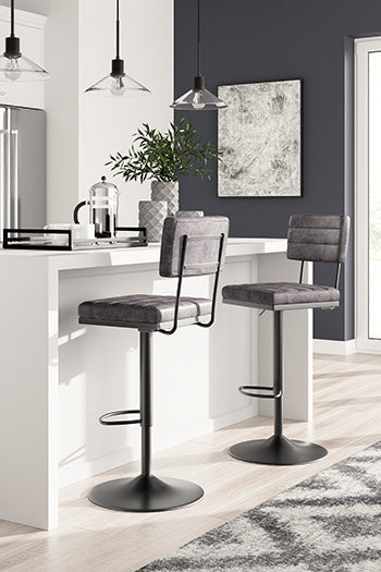 Furniture City Slidell - Ashley Furniture - Strumford Dining Room - Bar Height Bar Stool (Set of 2) / Gray/Black - D119-630X2