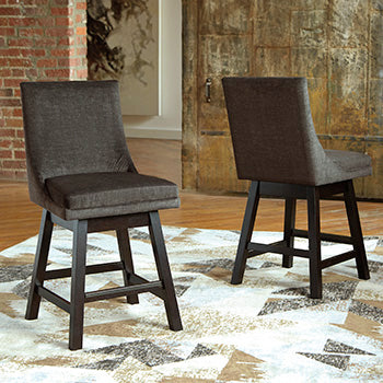 Furniture City Slidell - Ashley Furniture - Tallenger Dining Room - Counter Height Bar Stool (Set of 2) / Dark Gray - D380-624X2