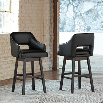 Furniture City Slidell - Ashley Furniture - Tallenger Dining Room - Bar Height Bar Stool (Set of 2) / Black/Dark Brown - D380-930X2
