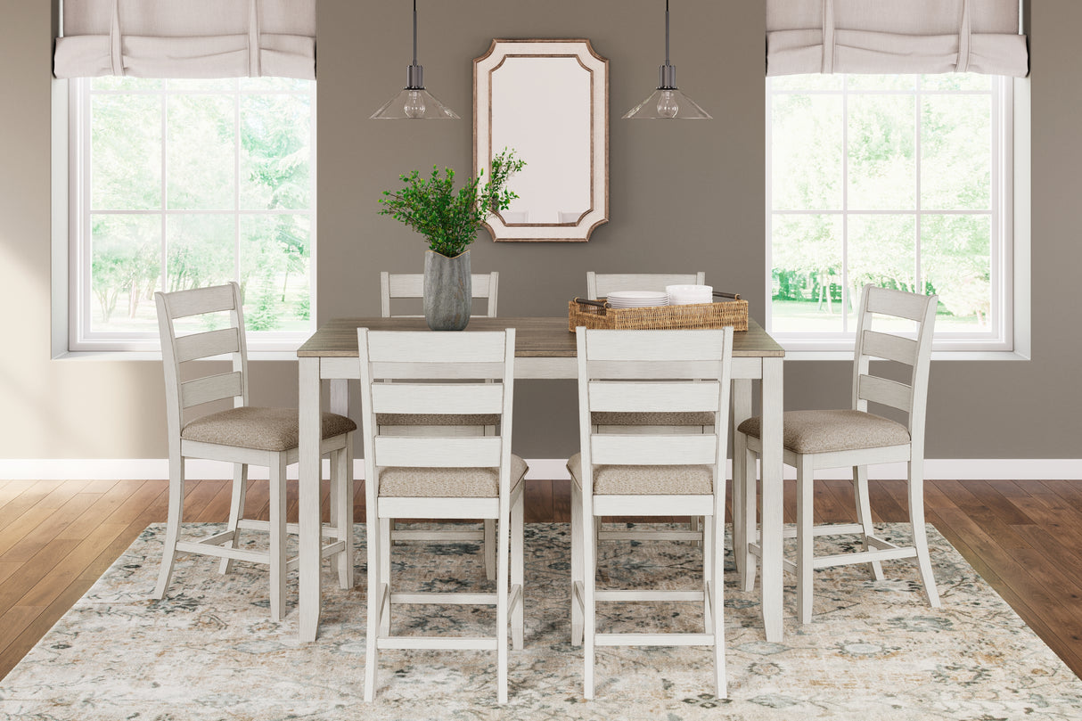 Furniture City Slidell - Ashley Furniture - Skempton Dining Room - RECT DRM Counter TBL Set(7/CN) / White/Light Brown - D394-423