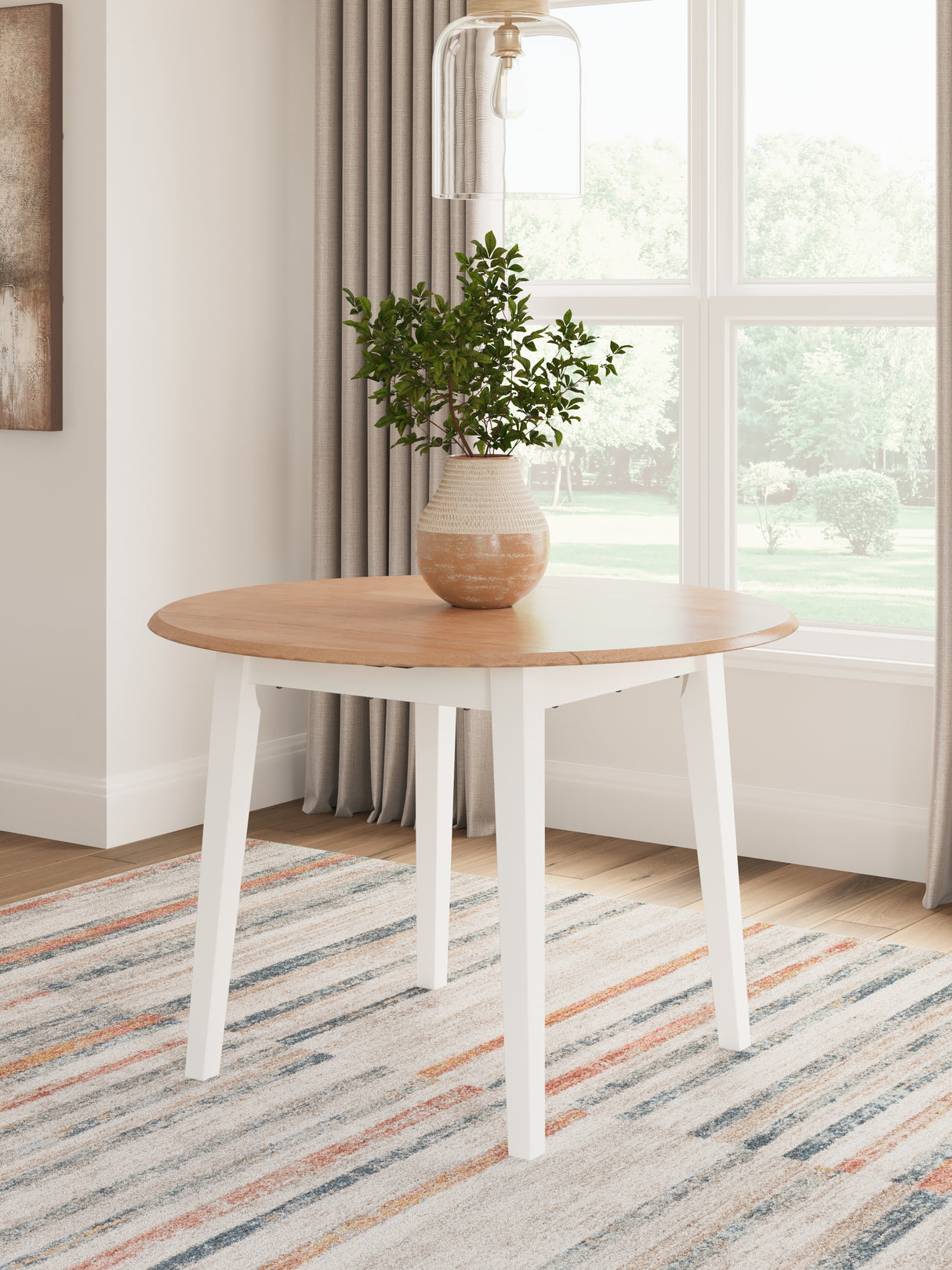 Furniture City Slidell - Ashley Furniture - Gesthaven Dining Room - Round DRM Drop Leaf Table / Natural/White - D398-15