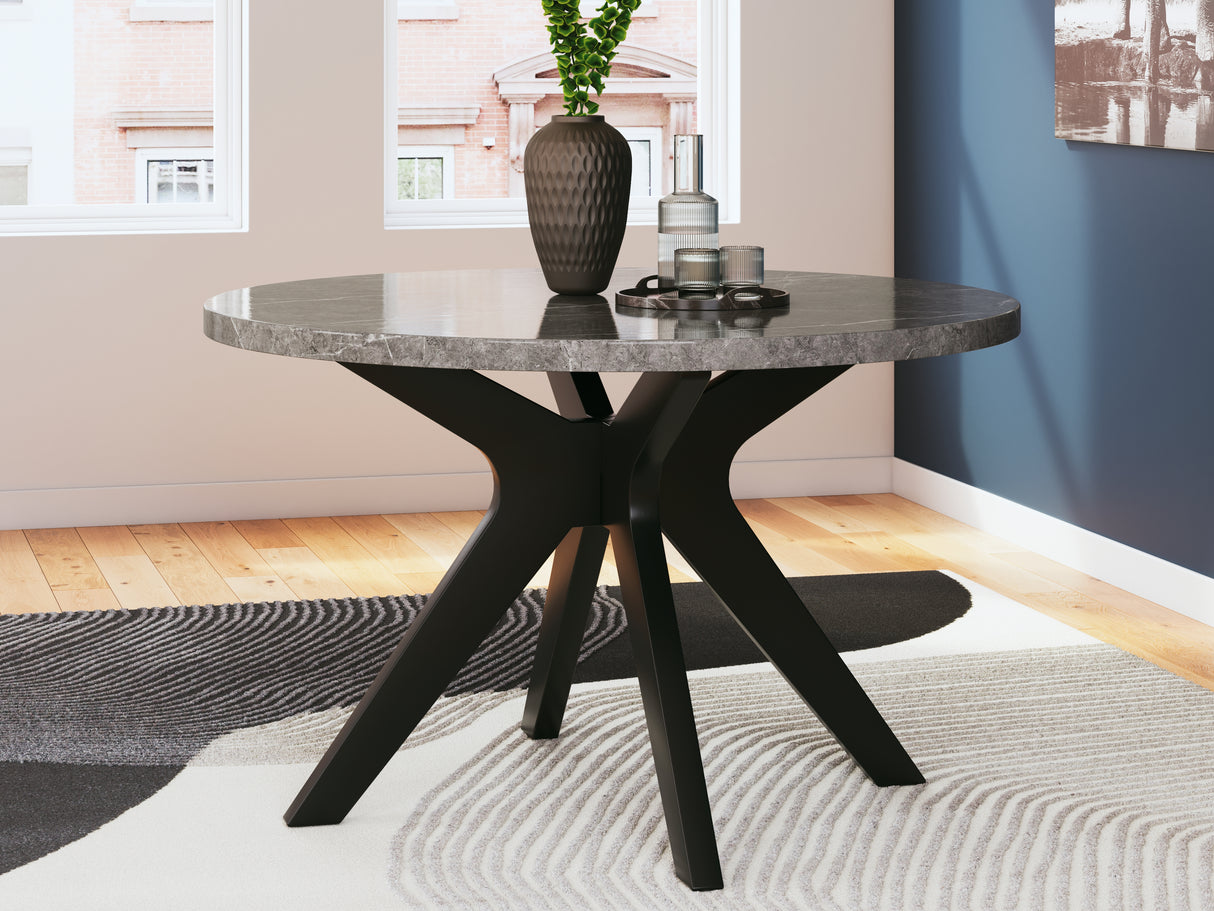 Furniture City Slidell - Ashley Furniture - Glinari Dining Room - Round Dining Room Table / Taupe/Black - D476-15