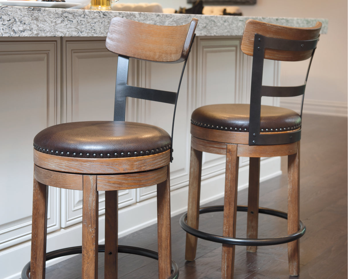 Furniture City Slidell - Ashley Furniture - Pinnadel Dining Room - Bar Height Bar Stool (Set of 2) / Grayish Brown - D542-130X2