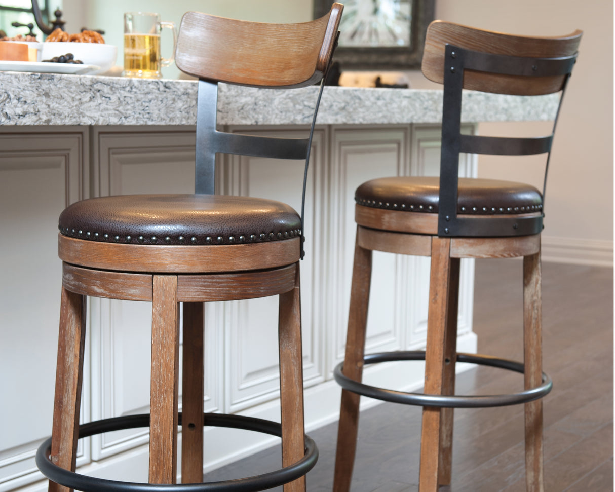 Furniture City Slidell - Ashley Furniture - Pinnadel Dining Room - Bar Height Bar Stool (Set of 2) / Grayish Brown - D542-130X2