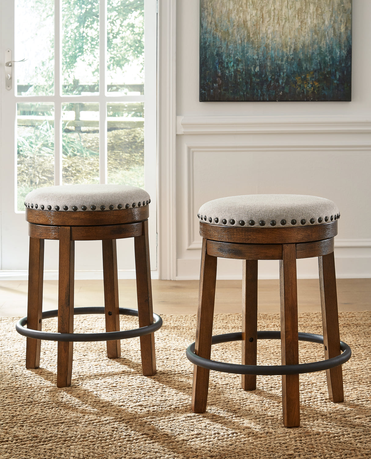 Furniture City Slidell - Ashley Furniture - Valebeck Dining Room - UPH Swivel Stool (1/CN) / Brown/Black - D546-124