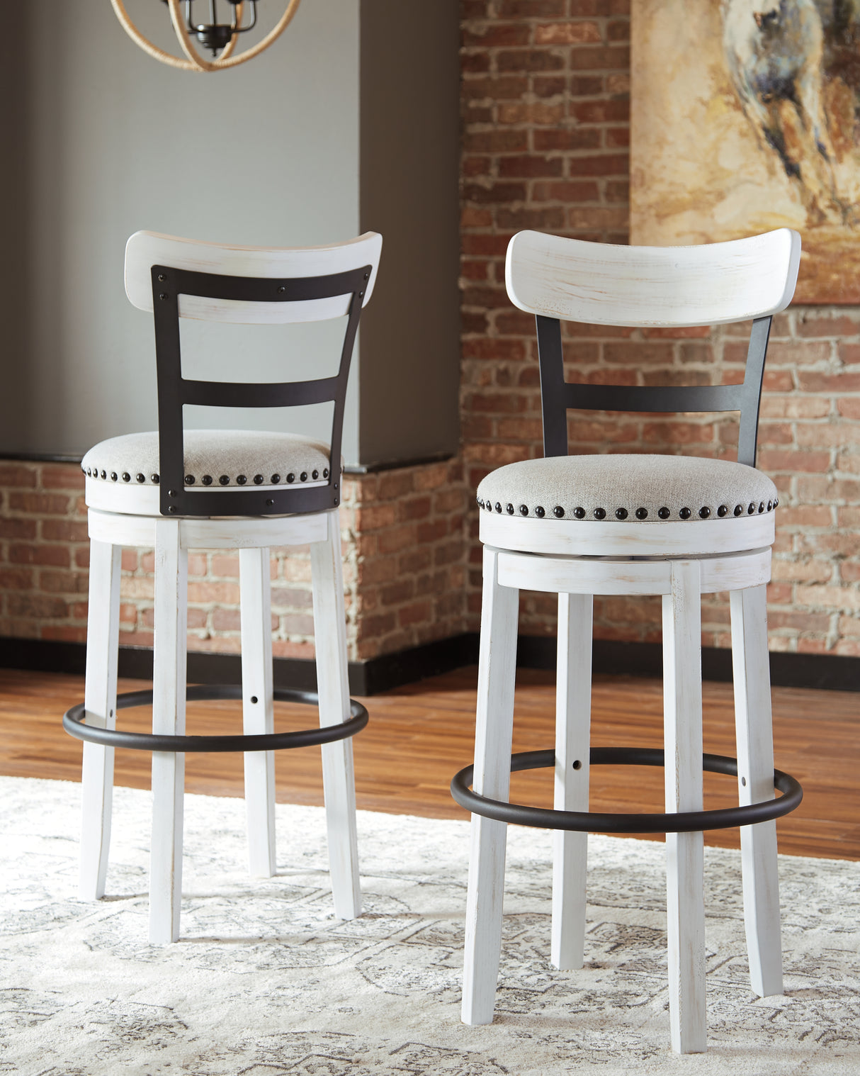 Furniture City Slidell - Ashley Furniture - Valebeck Dining Room - Tall UPH Swivel Barstool(1/CN) / White - D546-530