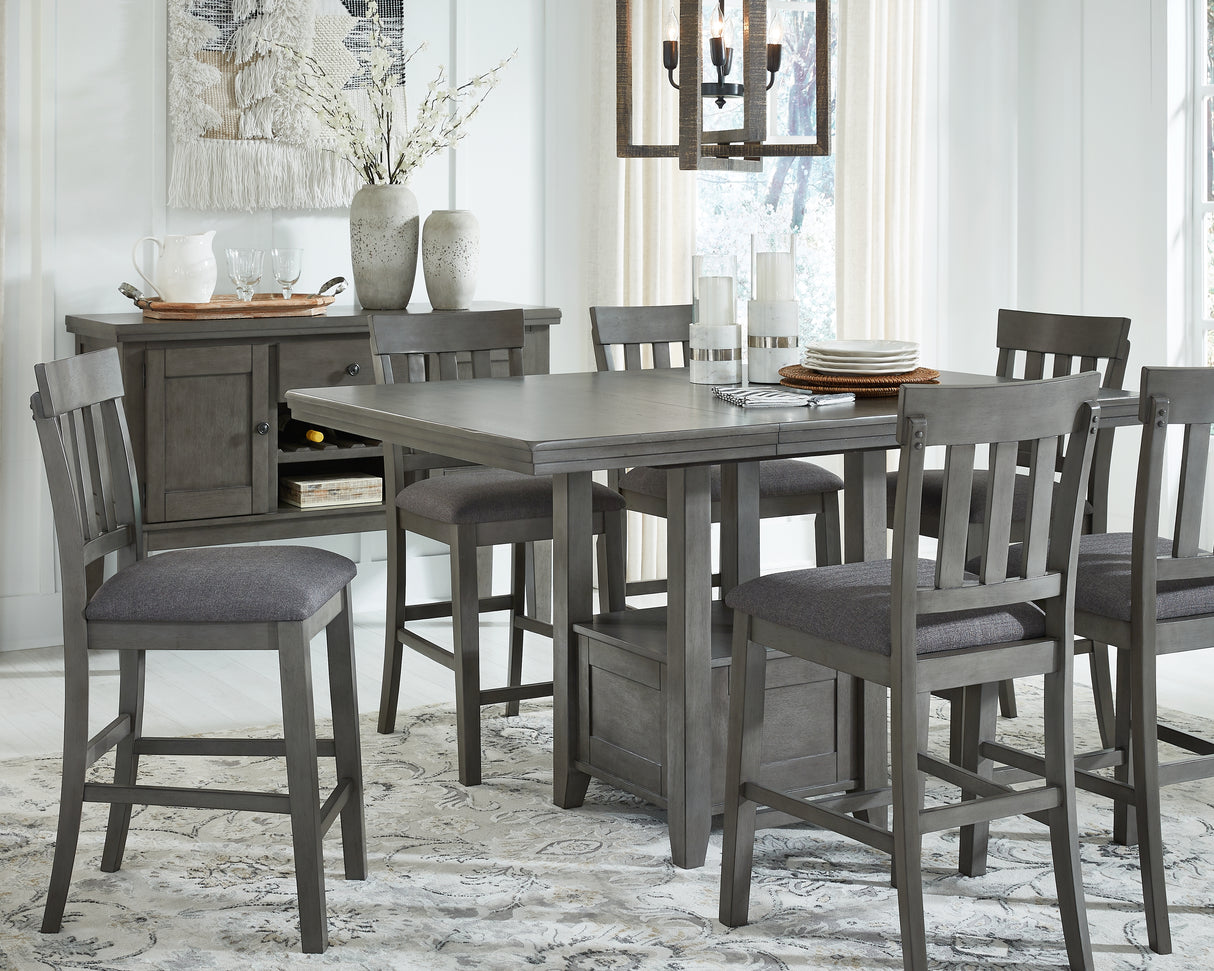 Furniture City Slidell - Ashley Furniture - Hallanden Dining Room - RECT DRM Counter EXT Table / Gray - D589-42