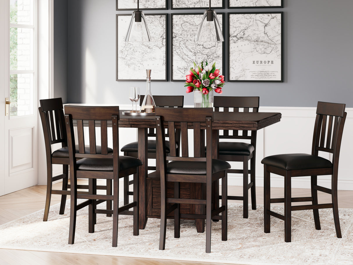 Furniture City Slidell - Ashley Furniture - Haddigan Dining Room - RECT DRM Counter EXT Table / Dark Brown - D596-42