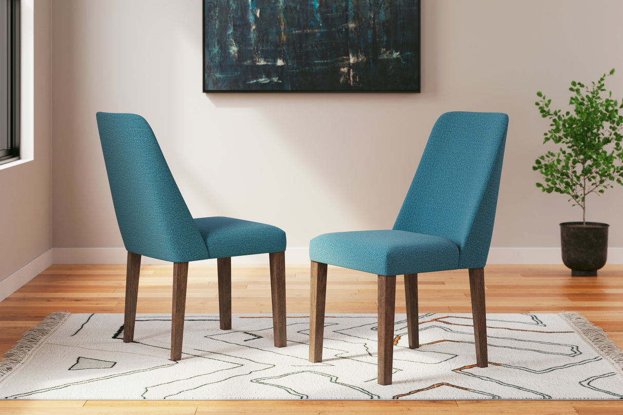 Furniture City Slidell - Ashley Furniture - Lyncott Dining Room - Dining Chair (Set of 2) / Blue/Brown - D615-03X2