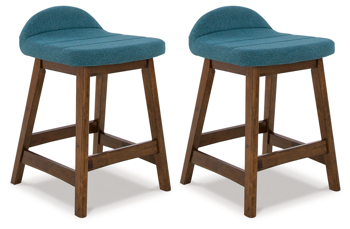 Furniture City Slidell - Ashley Furniture - Lyncott Dining Room - Counter Height Bar Stool (Set of 2) / Blue/Brown - D615-324X2
