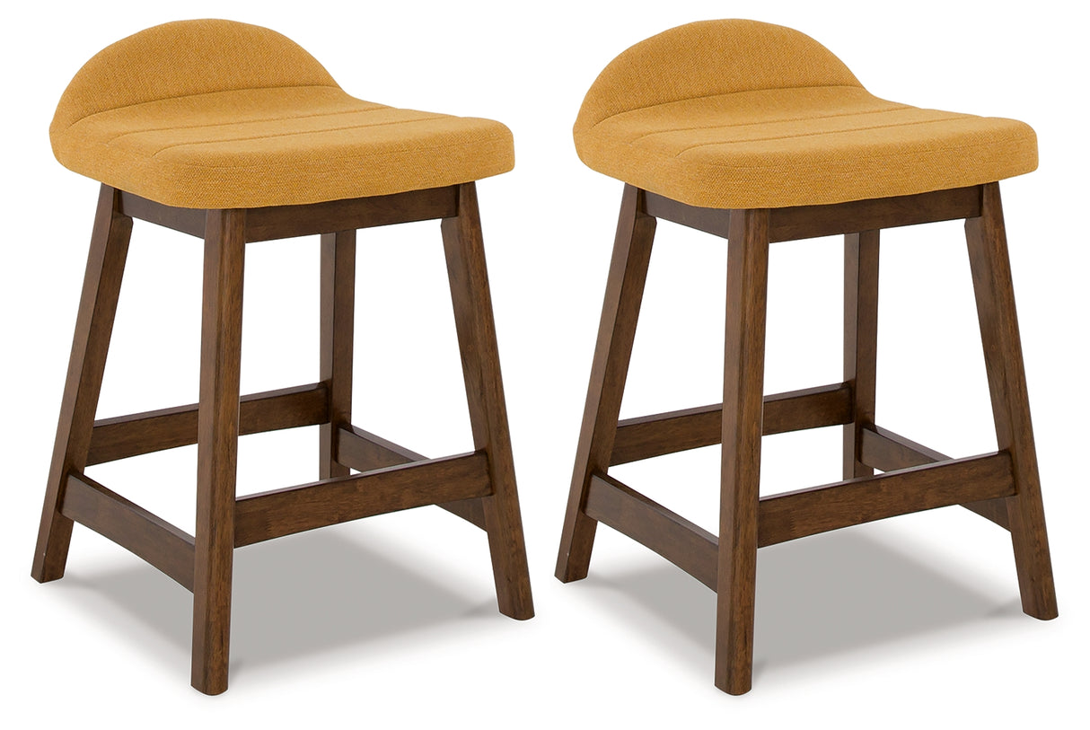 Furniture City Slidell - Ashley Furniture - Lyncott Dining Room - Counter Height Bar Stool (Set of 2) / Mustard/Brown - D615-424X2