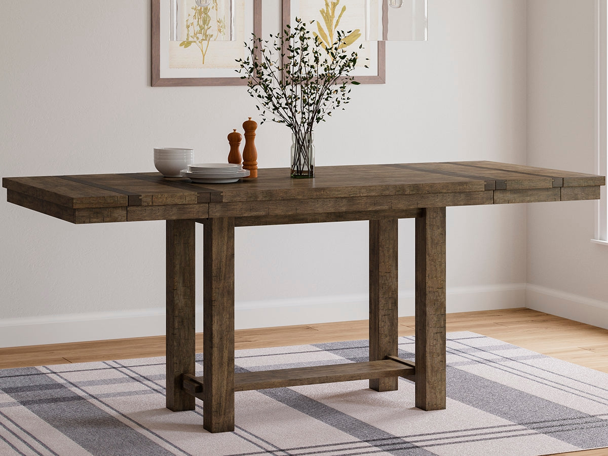 Furniture City Slidell - Ashley Furniture - Moriville Dining Room - RECT DRM Counter EXT Table / Grayish Brown / 36"W x 62/86"D x 36"H - D631-32