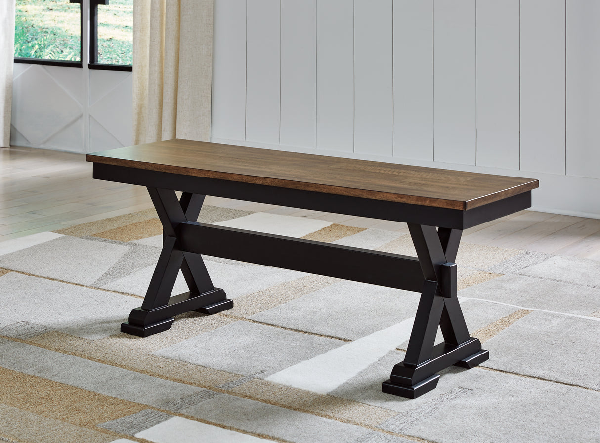 Furniture City Slidell - Ashley Furniture - Wildenauer Dining Room - Large Dining Room Bench / Brown/Black - D634-00