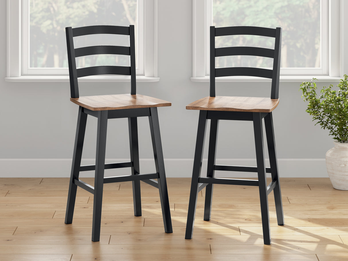 Furniture City Slidell - Ashley Furniture - Wildenauer Dining Room - Bar Height Barstool (Set of 2) / Brown/Black - D634-230X2