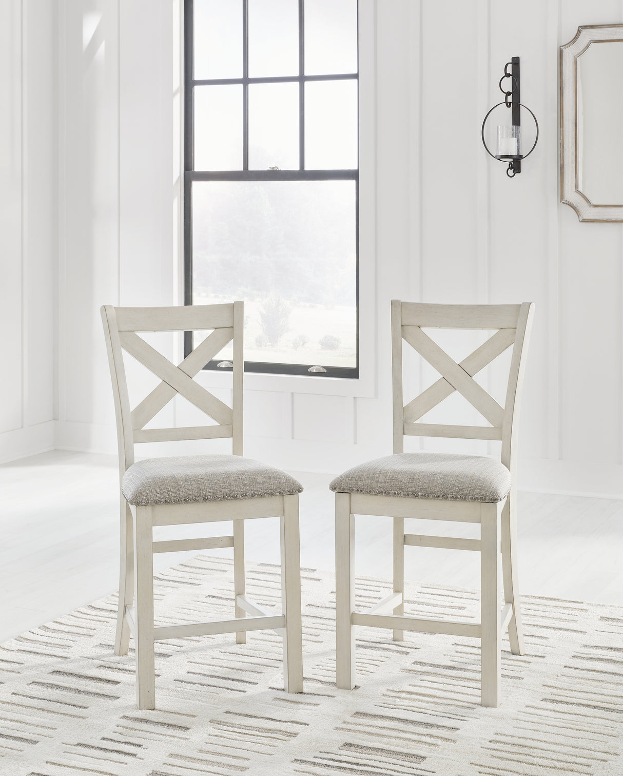 Furniture City Slidell - Ashley Furniture - Robbinsdale Dining Room - Counter Height Barstool (Set of 2) / Antique White - D642-224X2