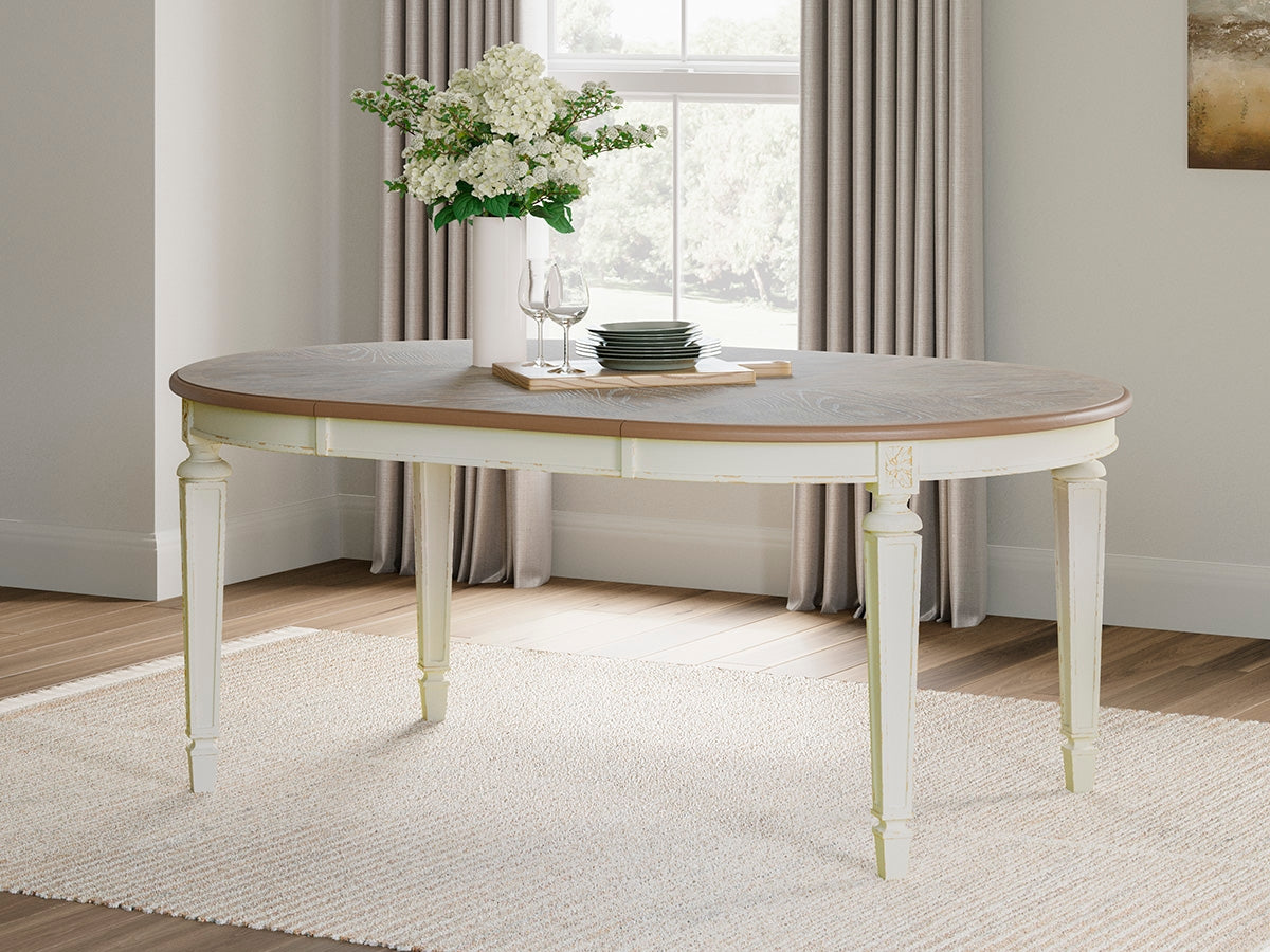 Furniture City Slidell - Ashley Furniture - Realyn Dining Room - Oval Dining Room EXT Table / Chipped White - D743-35