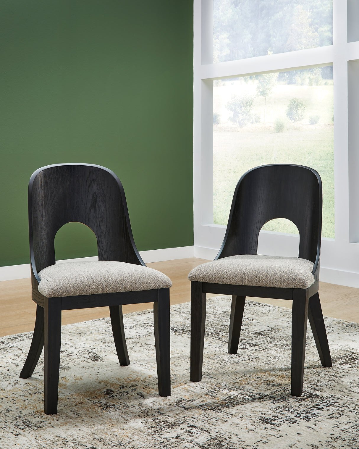 Furniture City Slidell - Ashley Furniture - Rowanbeck Dining Room - Dining Chair (Set of 2) / Black - D821-01X2