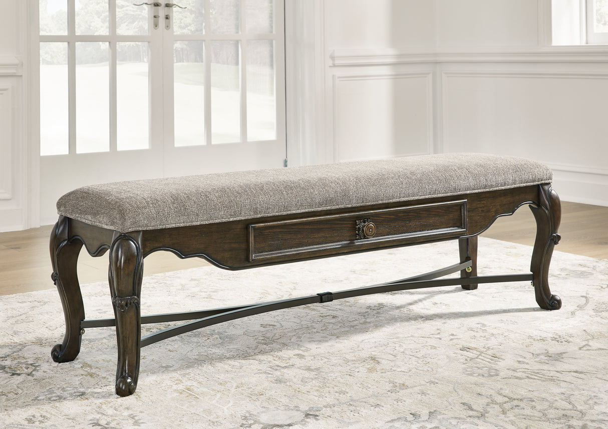 Furniture City Slidell - Ashley Furniture - Maylee Dining Room - Upholstered Storage Bench / Dark Brown - D947-00