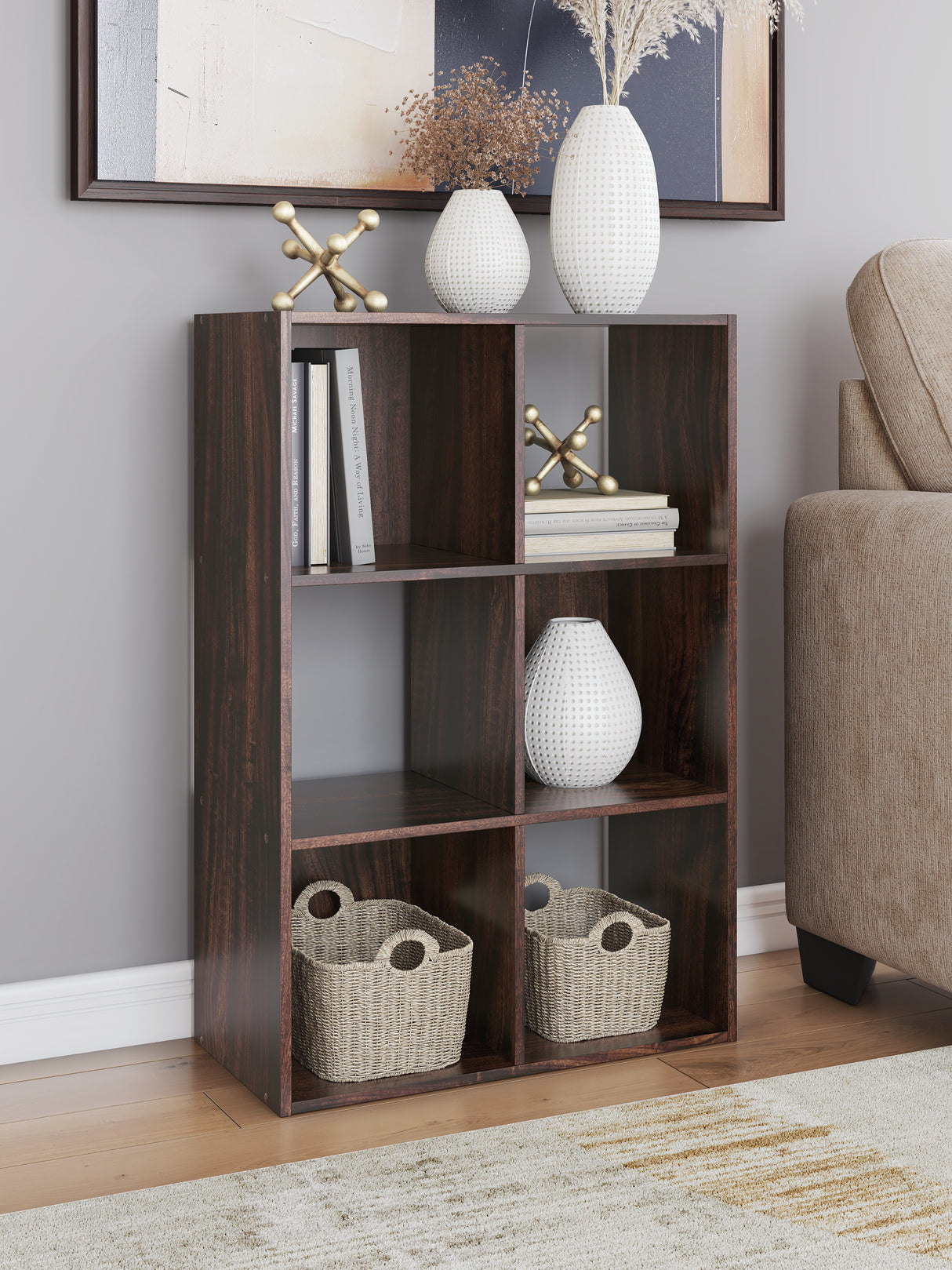 Furniture City Slidell - Ashley Furniture - Glosmount Six Cube Organizer - Six Cube Organizer / Cherry/Light Brown - EA1055-3X2