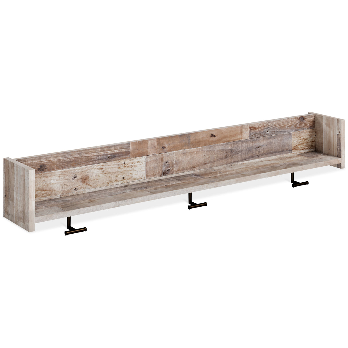 Furniture City Slidell - Ashley Furniture - Neilsville Wall Decor - Wall Mounted Coat Rack w/Shelf / Whitewash - EA2320-151
